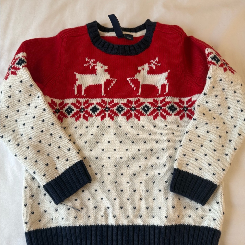 Janie and Jack Red and White Reindeer Sweater